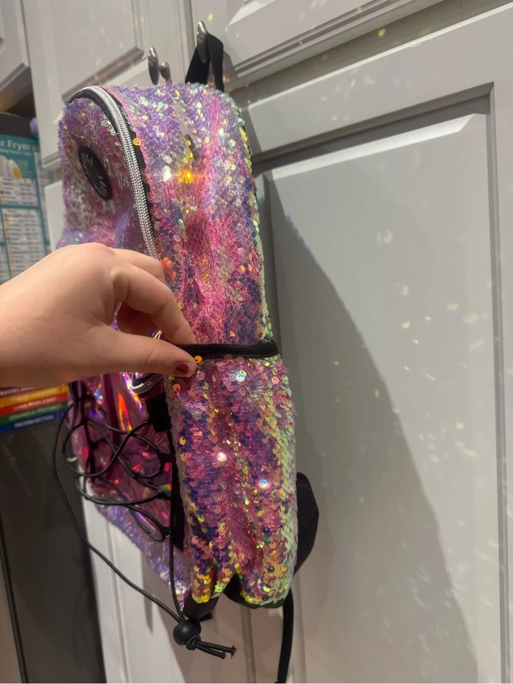 Justice Iridescent Pink Sequin Backpack